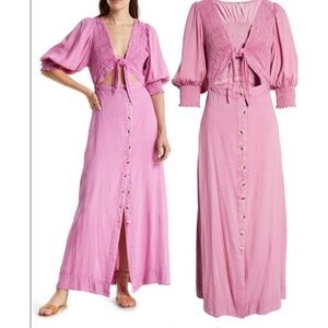 Free People Maxi Dress String Of Hearts Cutout
Women Size Small Pink Boho New